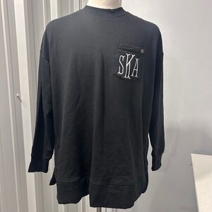 Marley Lilly Black Monogrammed SKA Pocket Crewneck Sweatshirt L/XL NWT